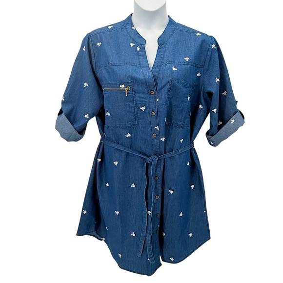Speed Limit MPH NWT Chambray Button Front Shirt Dress Tunic Women’s Size 2X - Picture 2 of 8